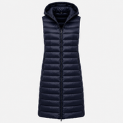 Phoebe Edwards | Navy Quilted Longline Hooded Gilet