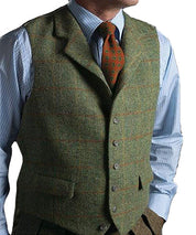 Arabella Lawson | Gilet en tweed à chevrons vert pour femme