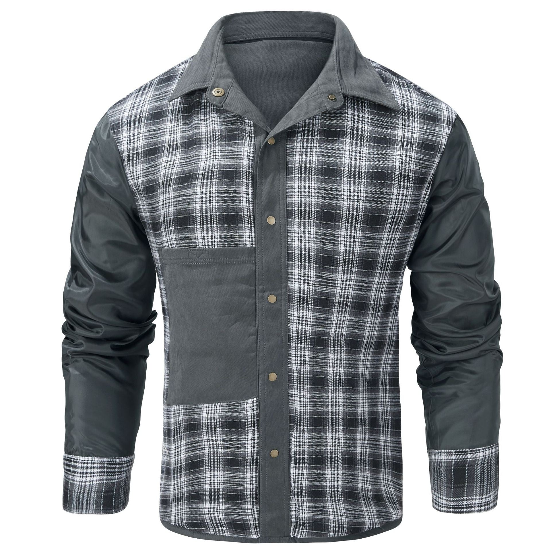 George Fletcher | Veste-chemise à carreaux noirs doublée en flanelle