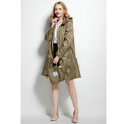 Phoebe Clarke | Navy Hooded Longline Raincoat with Drawstring Hem