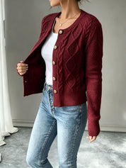 Beatrix Blackwood | Navy Cable-Knit Button Cardigan