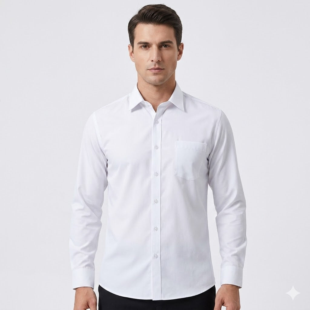 Chemise habillée blanche classique à manches longues Edward Clarke