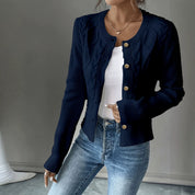 Beatrix Blackwood | Navy Cable-Knit Button Cardigan