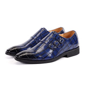 Arthur Thompson | Chaussures noires à triple bride monastique, effet croco
