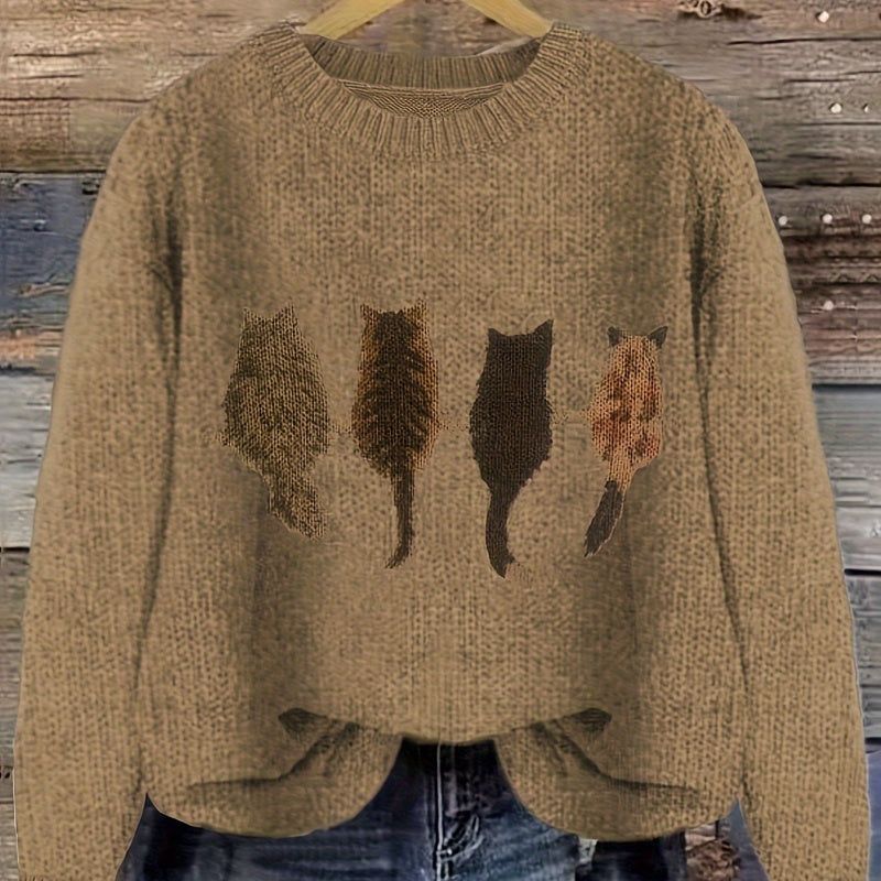 Emma Fletcher | Cat Print Chunky Knit Sweater