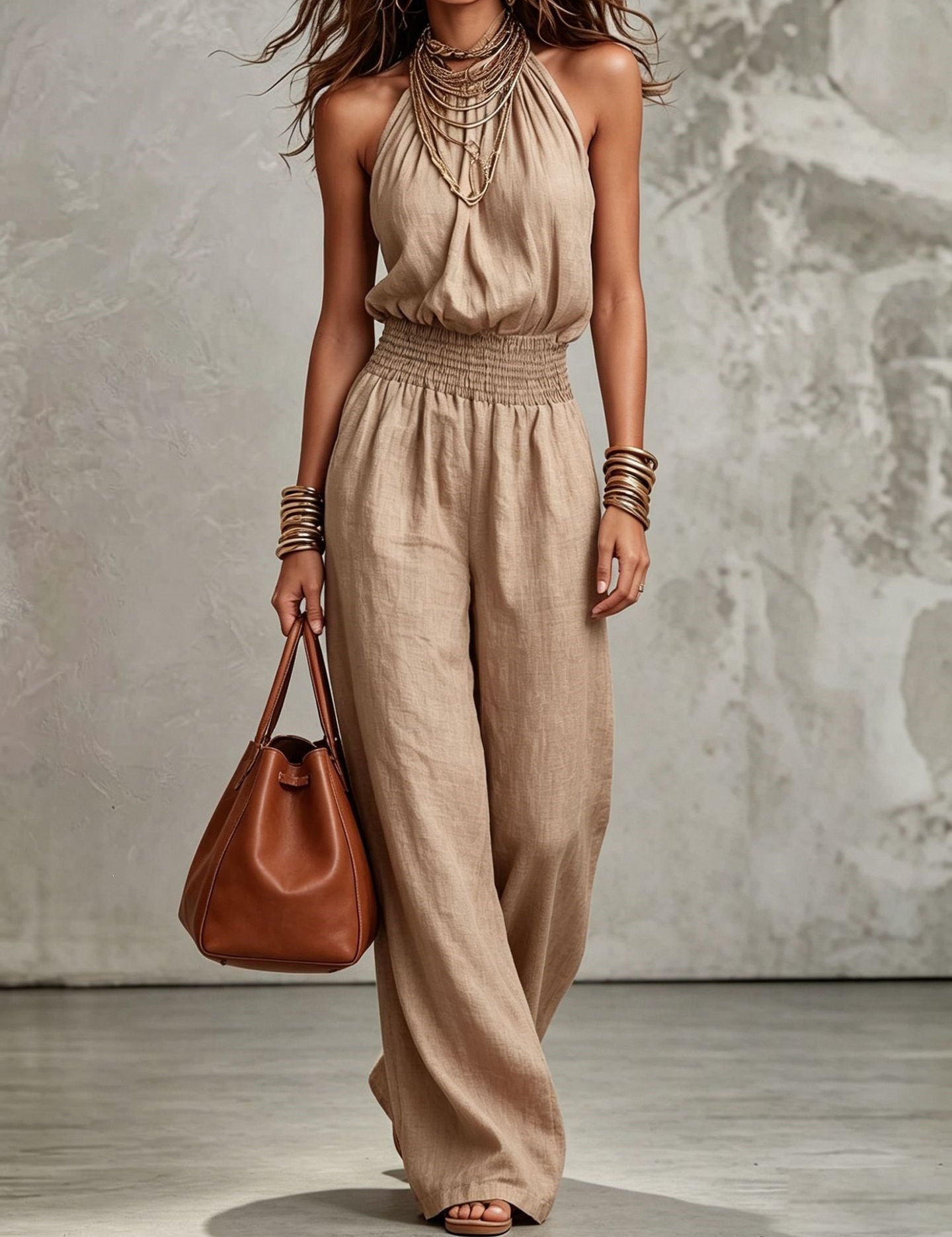 Aurora Bellini | Linen Halterneck Jumpsuit For Women