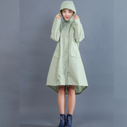 Eleanor Scott | Hooded Polka Dot Raincoat in Navy Blue