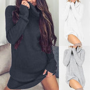 Matilda Green | Turtleneck Knit Sweater Dress