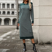 Robe longue en maille rayée Tabitha Green à manches longues