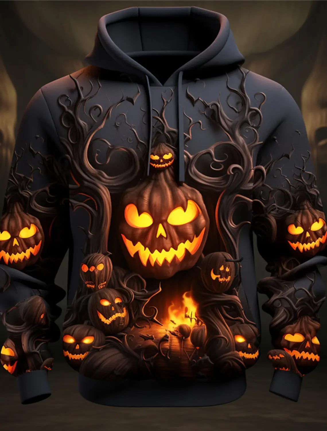 Ember Fang | Sweat à capuche d’Halloween citrouille lumineuse pour homme