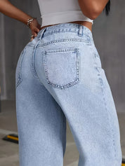 Renata Vosburgh | High-Waisted Wide-Leg Light Blue Denim Jeans