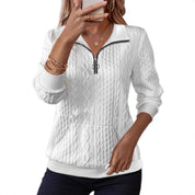 Freya Thompson | Cable Knit Half-Zip Sweatshirt