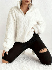 Rosie Kerr | Cable Knit Fleece Half-Zip Pullover