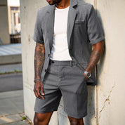 Nathaniel Cooper | Ensemble coordonné blazer à manches courtes et short à motif pied-de-poule