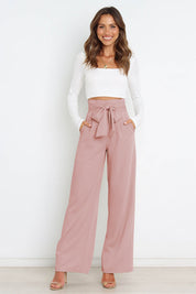 Isabelle Fontaine | Navy High Waist Paperbag Trousers with Bow Detail