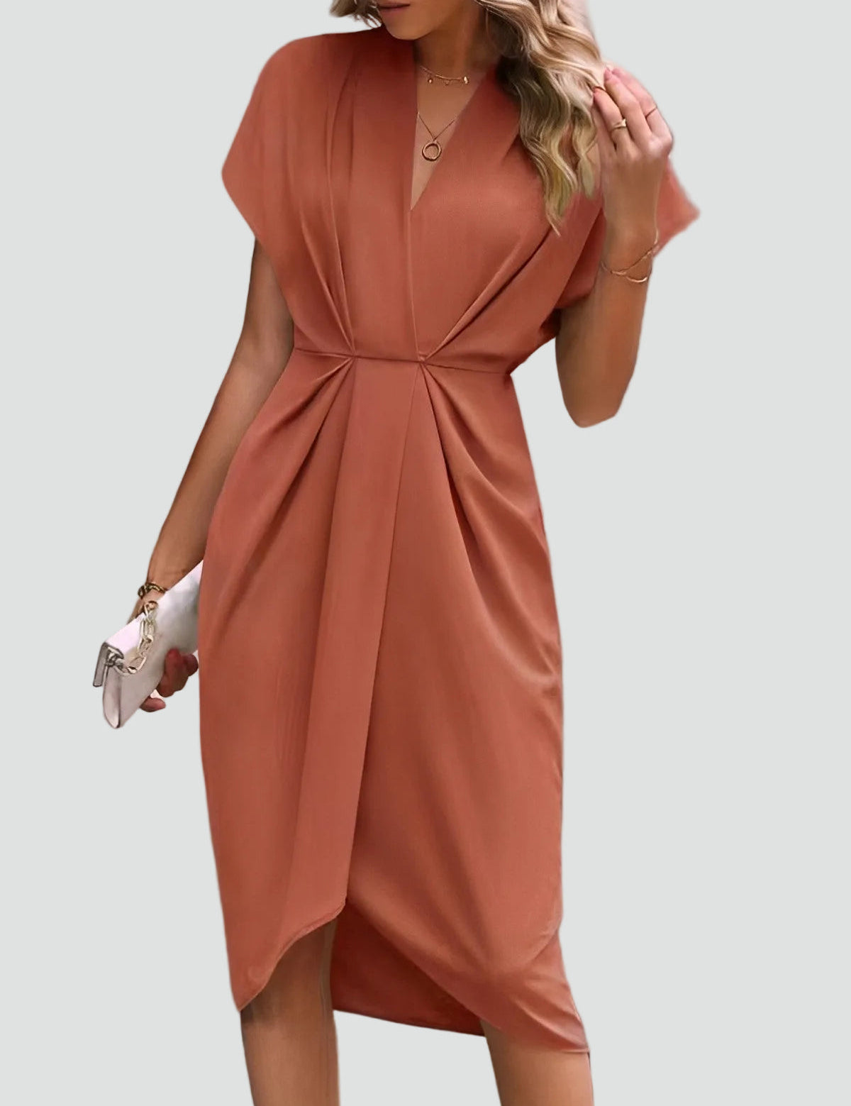 Camille Laurent | Elegant Wrap Midi Dress For Women