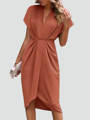 Camille Laurent | Elegant Wrap Midi Dress For Women