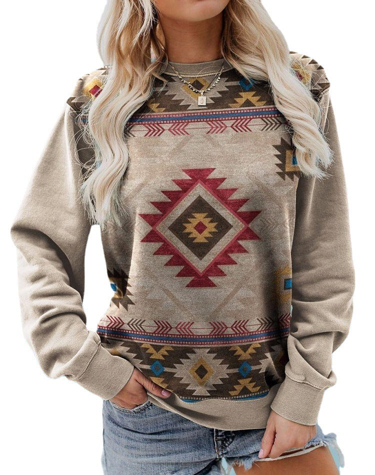 Millicent Wright | Aztec Print Crew Neck Sweatshirt