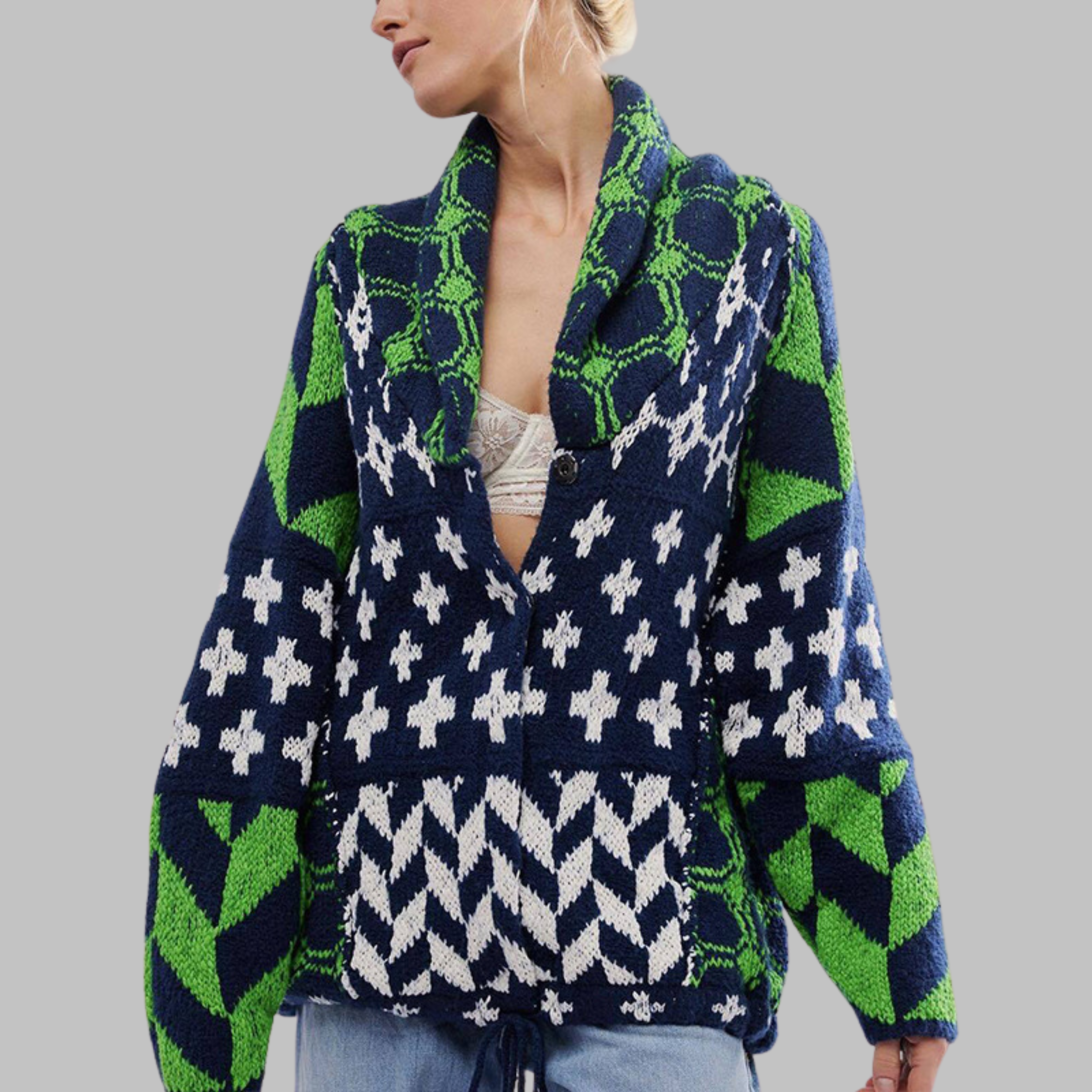 Freya Nolan | Geometric Print Oversized Cardigan