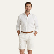 Reginald Ashford | Short chino habillé à plis couleur pierre