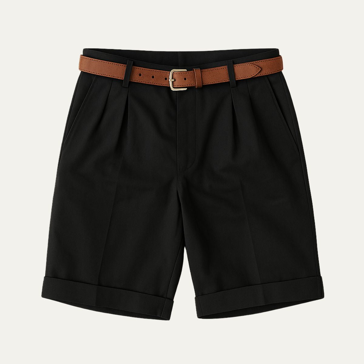 Reginald Ashford | Short chino habillé à plis couleur pierre