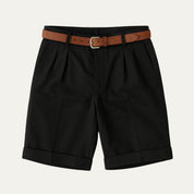 Reginald Ashford | Short chino habillé à plis couleur pierre