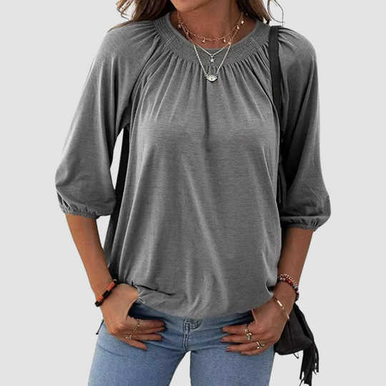 Harriet Palmer | Blue Ruched Neckline T-Shirt