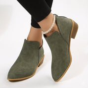 Bottines vertes en daim à petit talon bloc, Matilda Jones