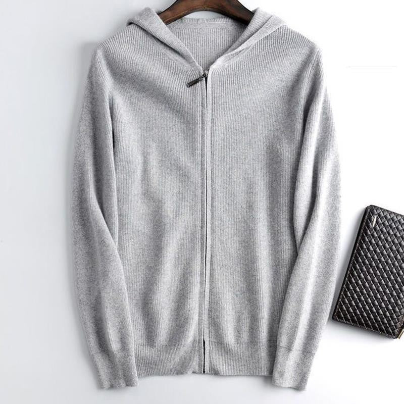 Oliver Hartley | Zip-Up Hooded Knit Cardigan for Men