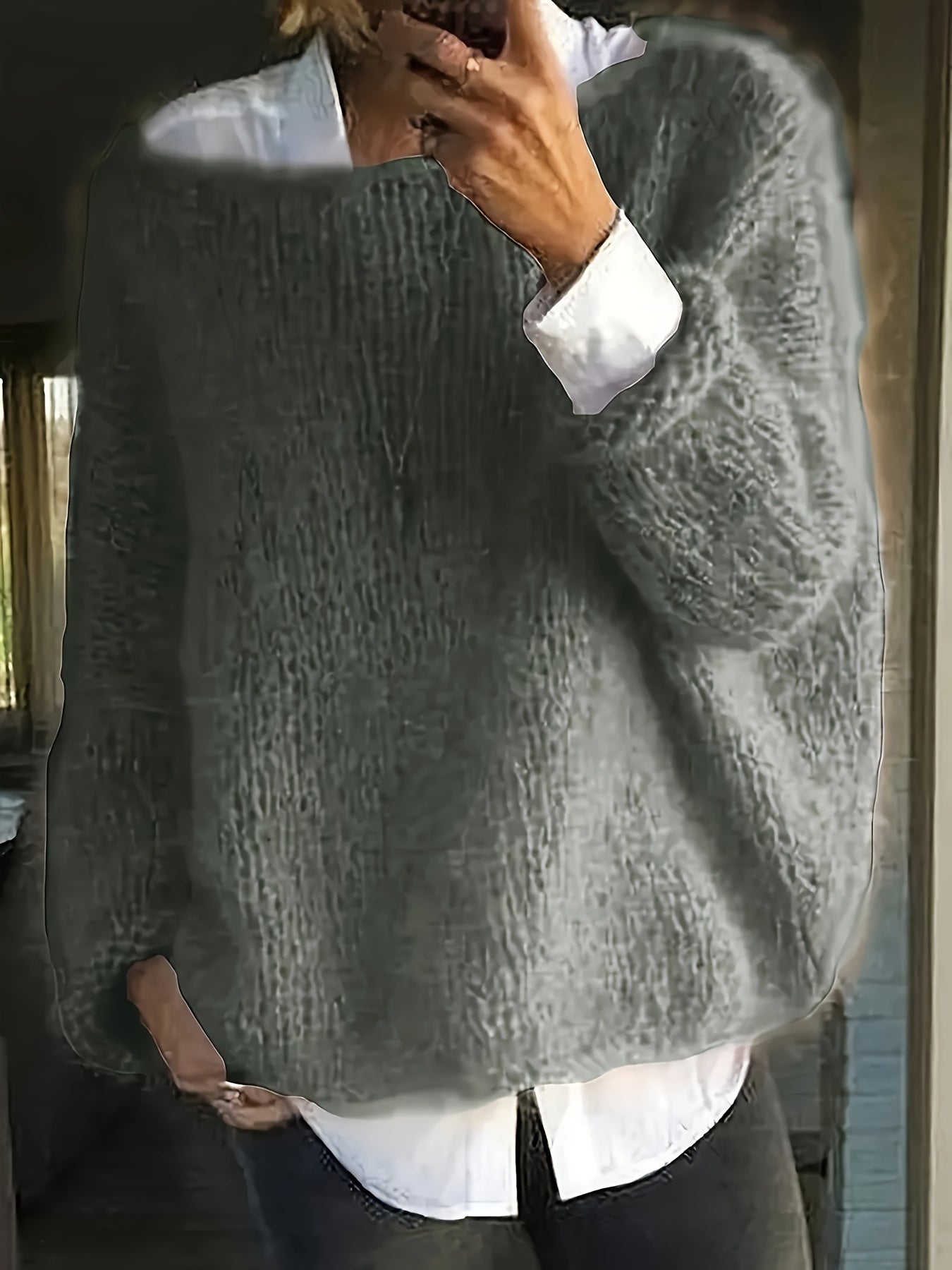 Cecily Hall | Relaxed Crew Neck Sweater in Olive Green