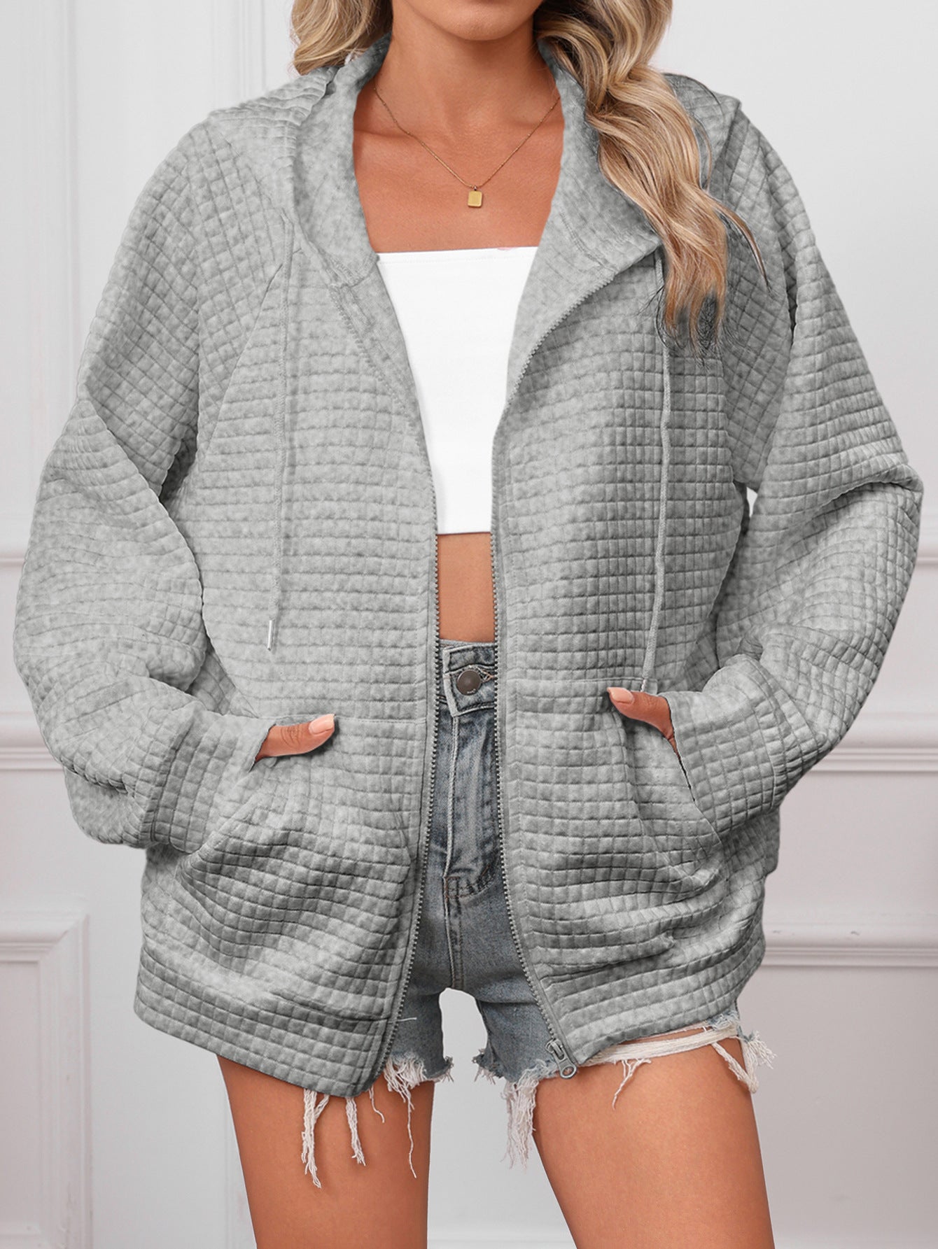 Penelope Baker | Textured Zip-Up Hooded Jacket