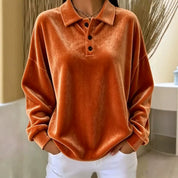 Victoria Cooper | Pink Velvet Long-Sleeve Polo Shirt