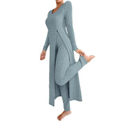 Bridget Murray | Ensemble coordonné avec cardigan long et pantalon en maille côtelée