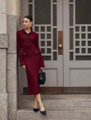 Beatrice Sutcliffe | Ribbed Knit Collared Midi Dress