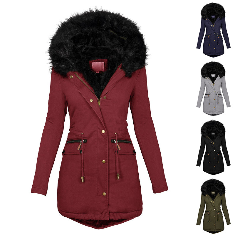 Harriet Clarke | Parka à capuche en fausse fourrure rouge profond