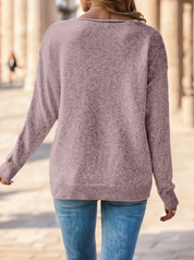 Diana Baker | Purple Pointelle Knit V-Neck Sweater