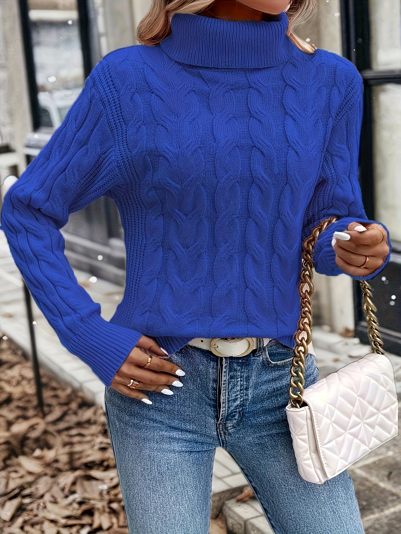 Freya Clarke | Cozy Cable-Knit Turtleneck Sweater