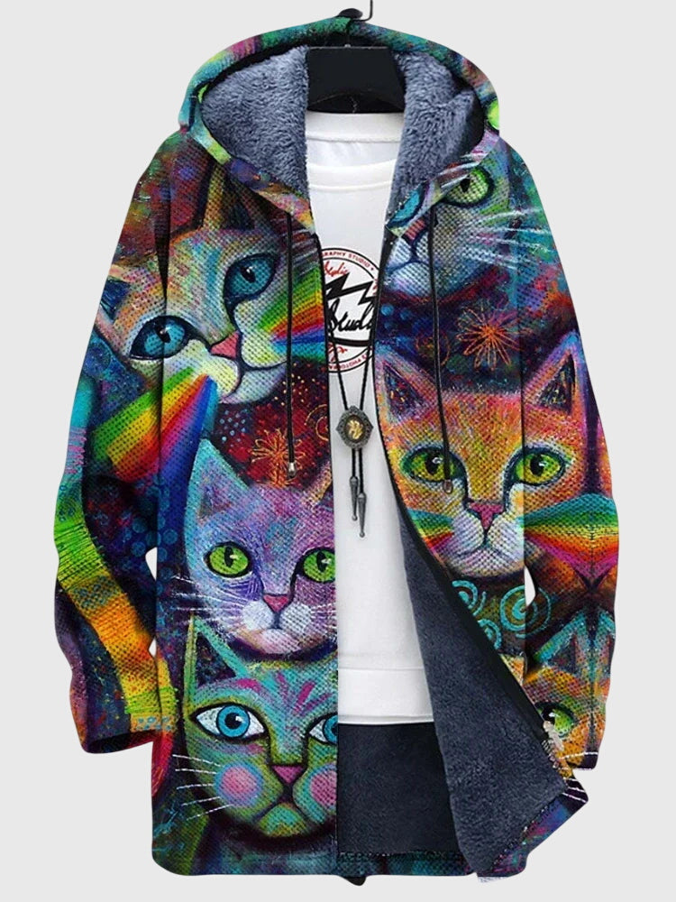 Rowan Ellicott | Mens Jacket With Artistic Cat Print