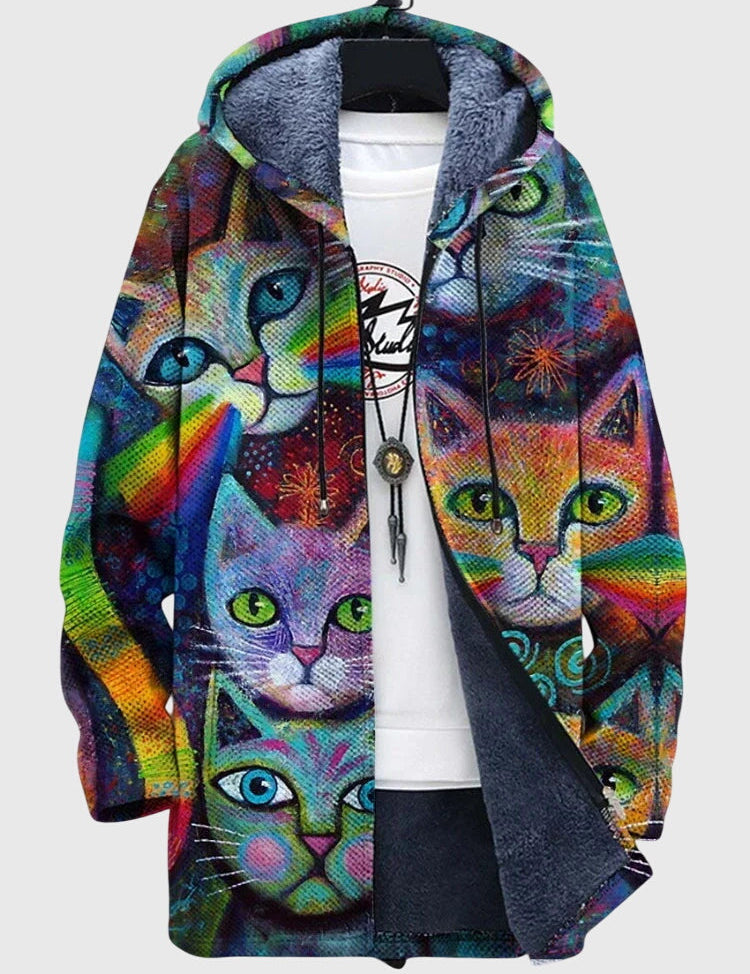 Rowan Ellicott | Mens Jacket With Artistic Cat Print