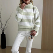 Rosalind Fletcher | Chenille Striped Turtleneck Sweater