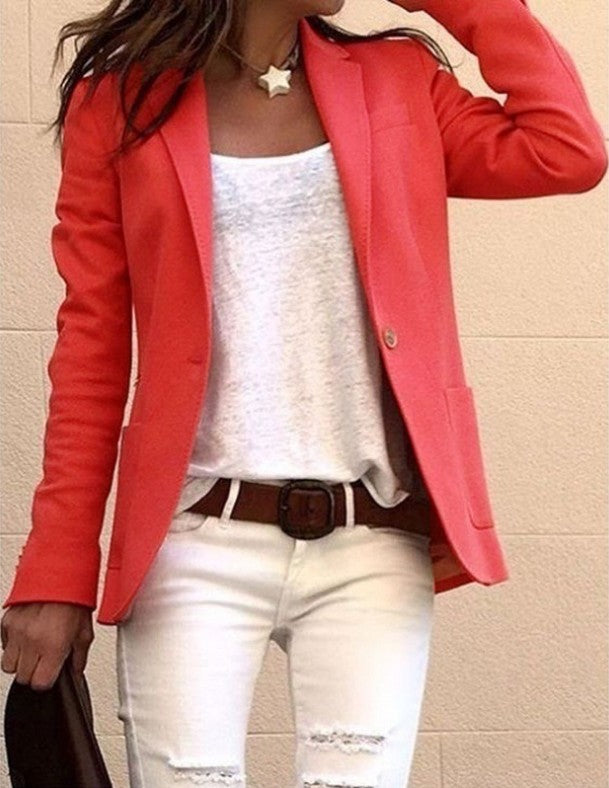 Harriet Robinson | Fitted Single-Button Blazer in Pink