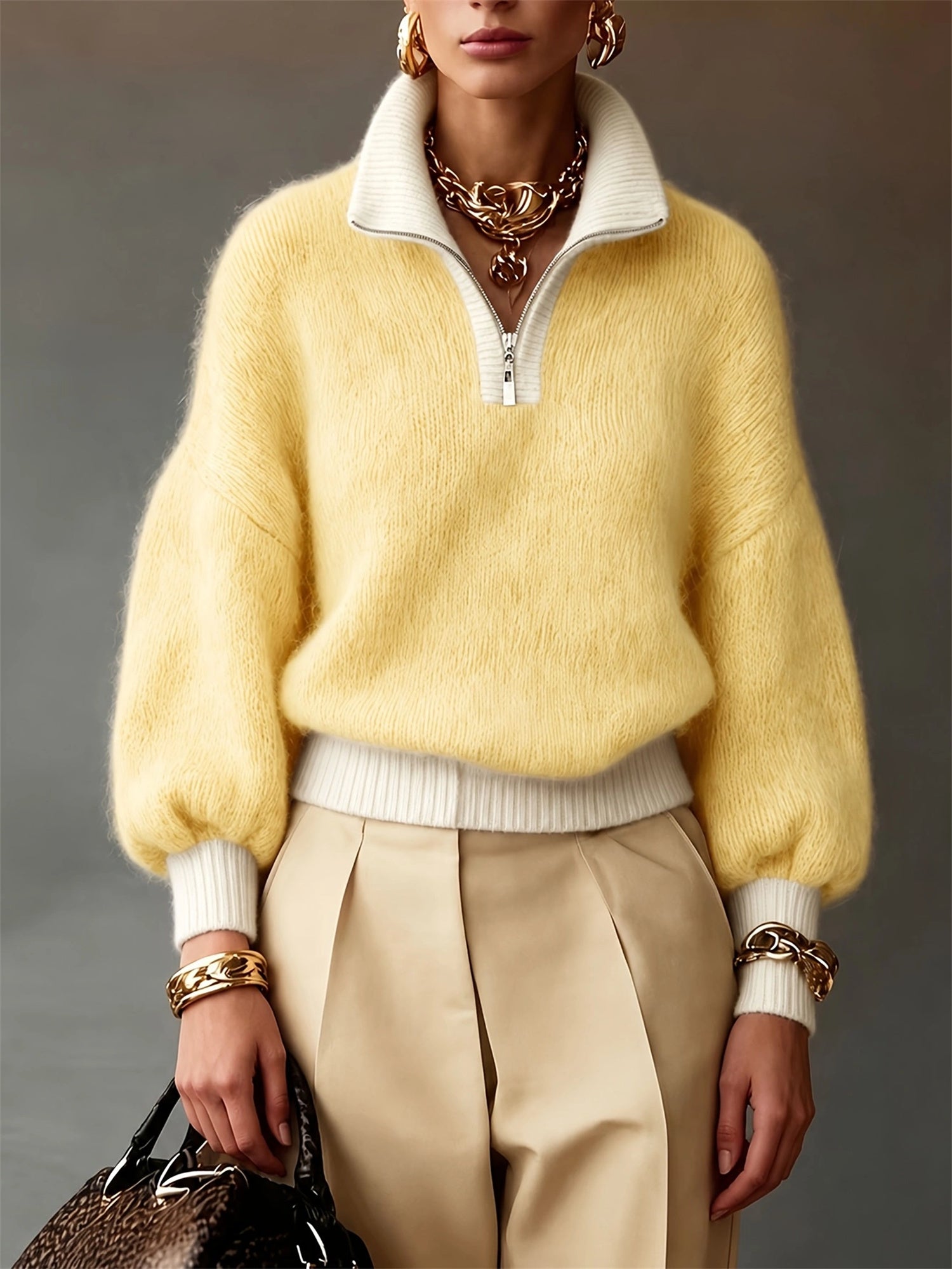 Sophia Pemberton | Lilac Quarter-Zip Knit Jumper