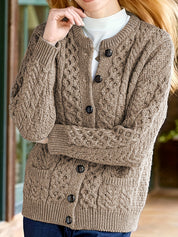 Rosalind Cooper | Textured Cable-Knit Button-Front Cardigan