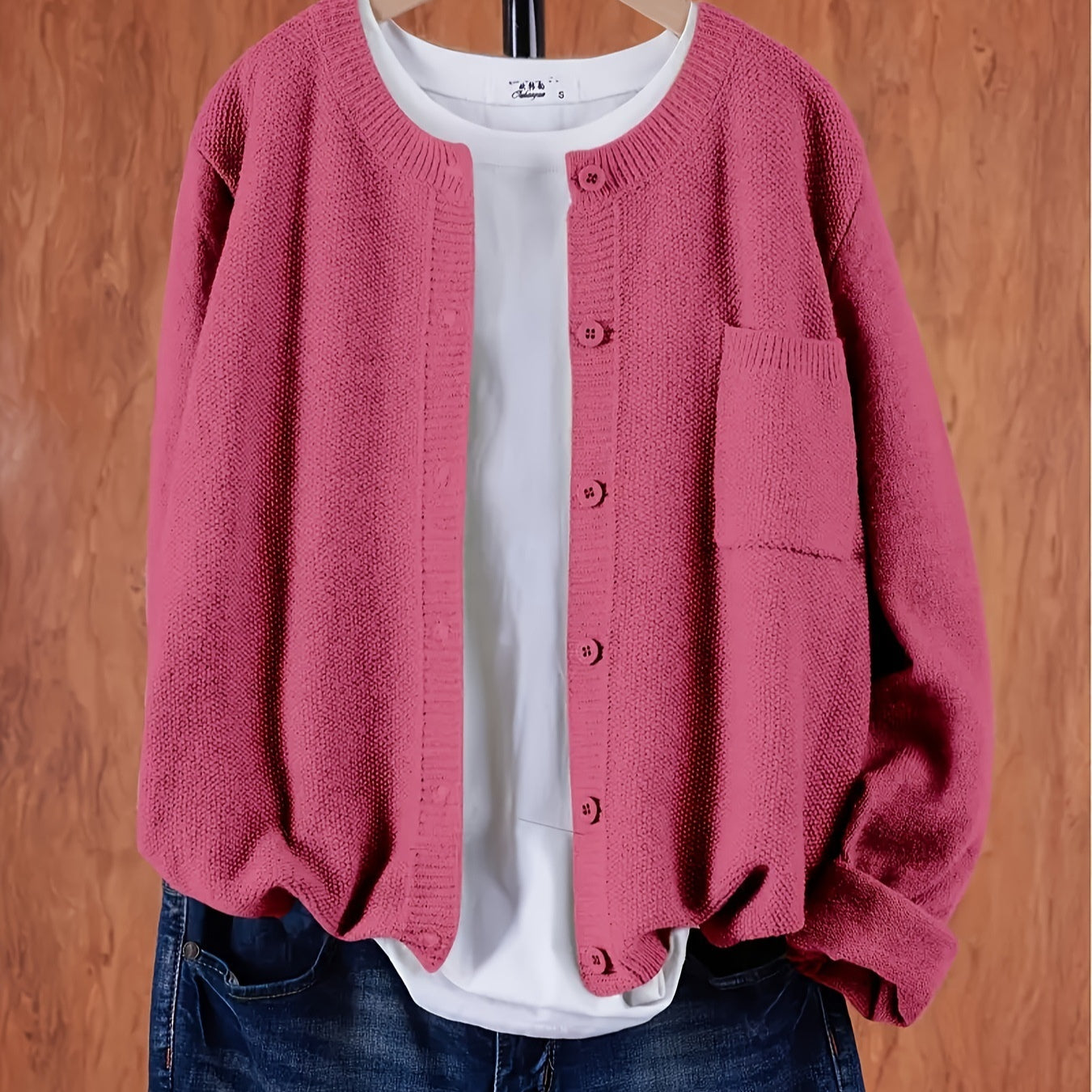 Annabel Ashcombe | Rose Pink Knitted Button-Front Cardigan