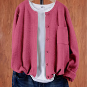 Annabel Ashcombe | Rose Pink Knitted Button-Front Cardigan