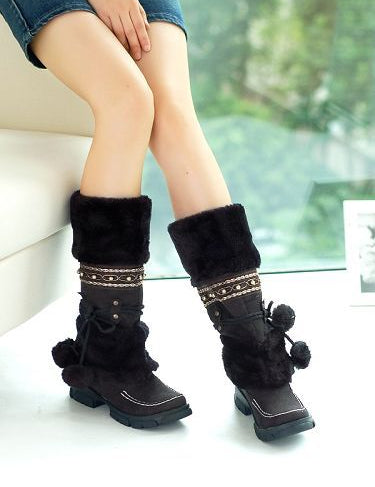 Amelia Jones | Fur-Trimmed Suede Snow Boots