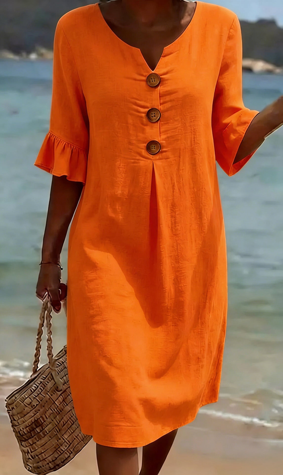 Eleanor Ashford | Casual Button Midi Dress For Women
