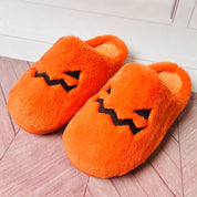 Citrouille grimaçante | Pantoufles d’Halloween citrouille pour femme