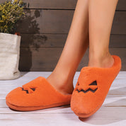 Citrouille grimaçante | Pantoufles d’Halloween citrouille pour femme