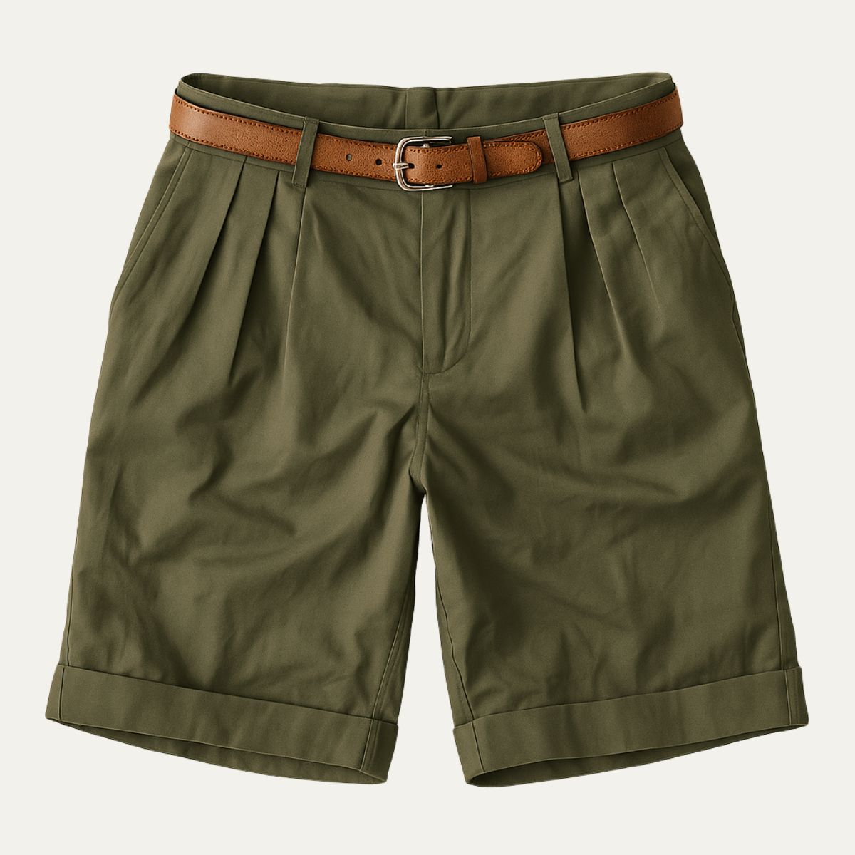 Reginald Ashford | Short chino habillé à plis couleur pierre